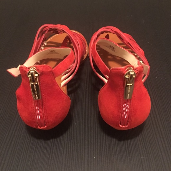 Vince Camuto Womens Suede Strappy Sandals Red Sz 9 - Picture 5 of 8